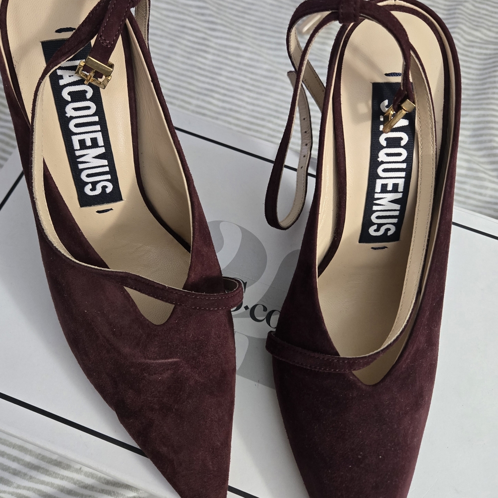 Jacquemus Burgundy Suede Heels